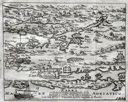 SANDRART,  JACOB VON DE: MAP OF ZADAR AND SURROUNDING COUNTRYSIDE